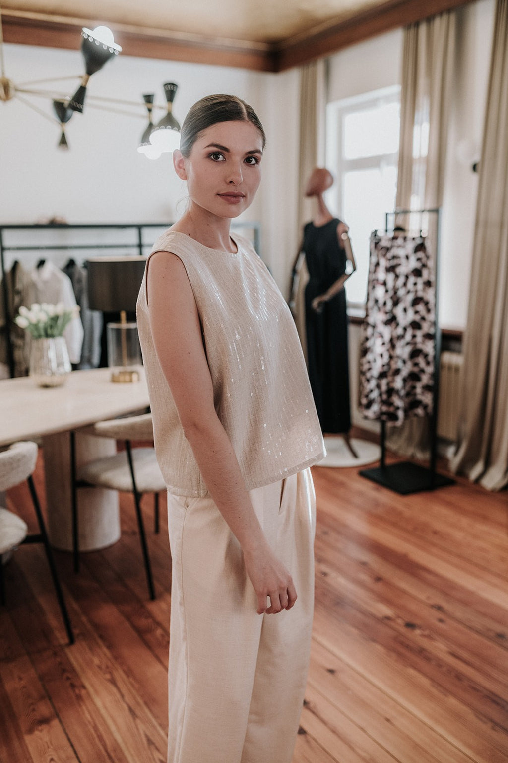 Essence Top Linen with Sequins