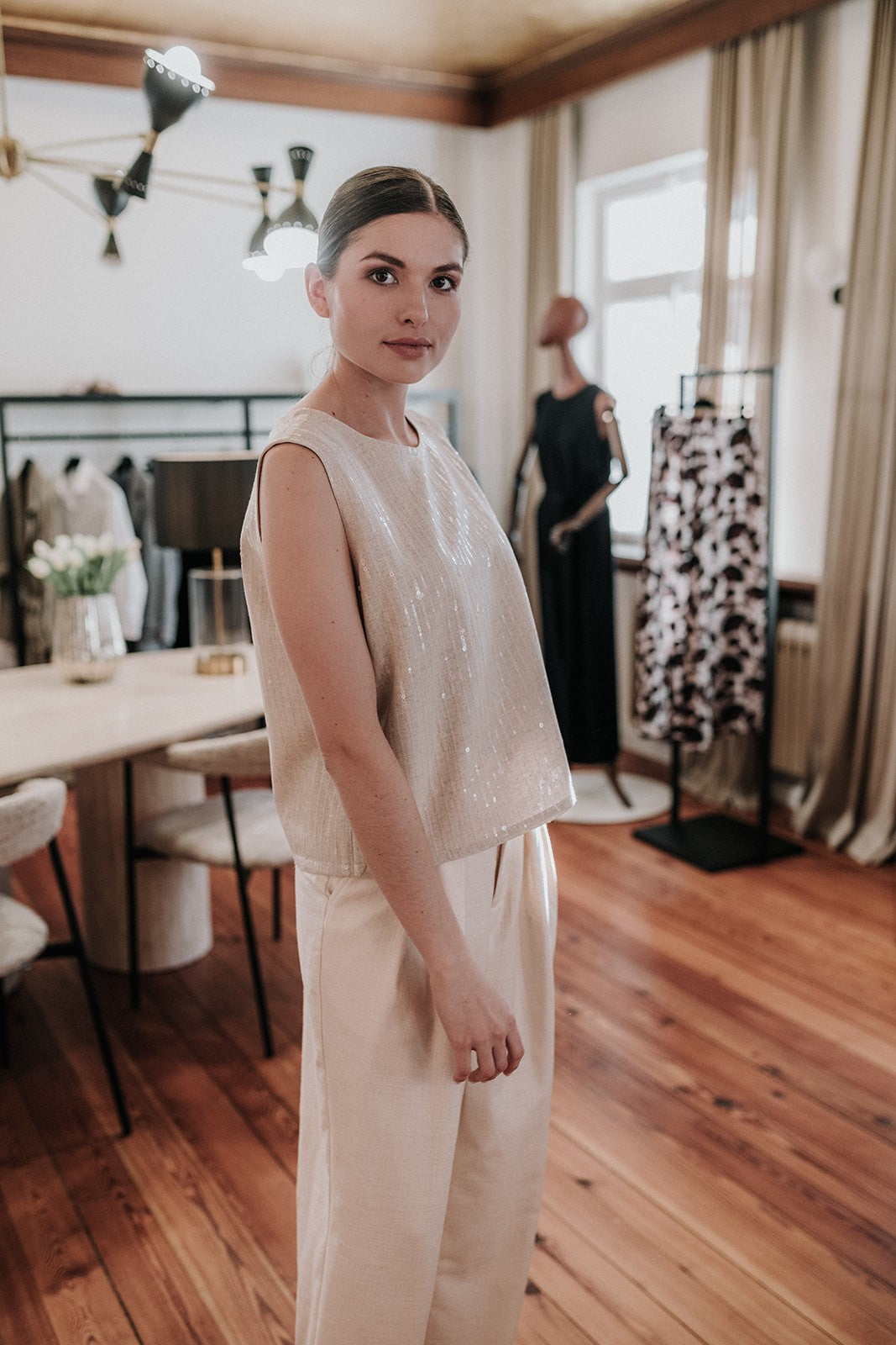 Essence Top Linen with Sequins